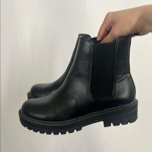 Soda Black Chunky Ankle Booties